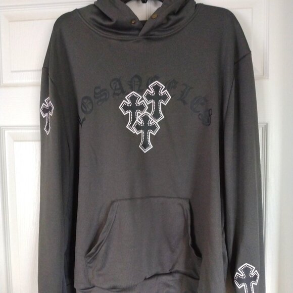 Oversized Cross Graphic Gray Pullover Hoodie Size XL - Picture 1 of 3